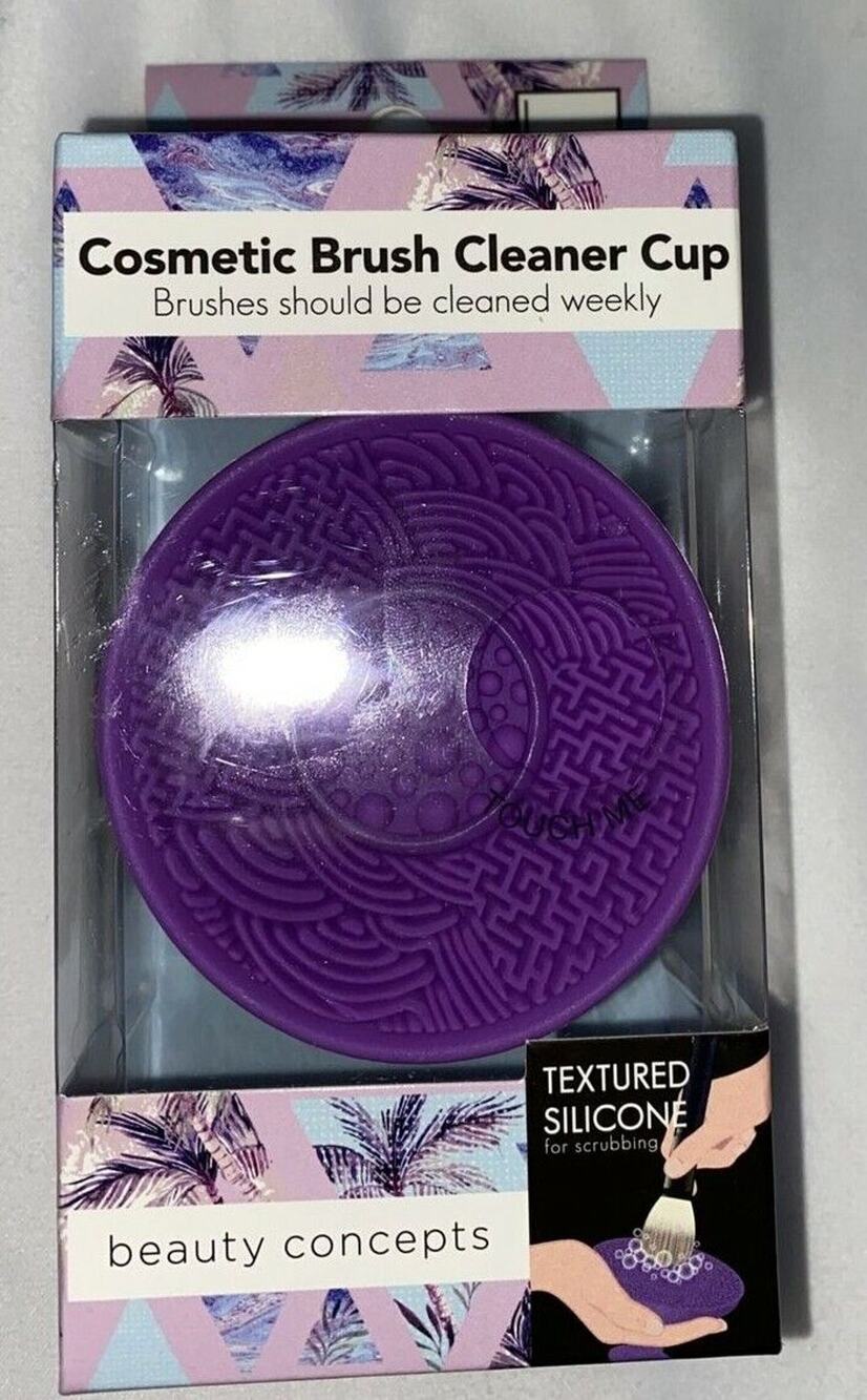 Beauty Concepts Cosmetic Brush Cleaning Cup Purple Silicone New Lot of 2